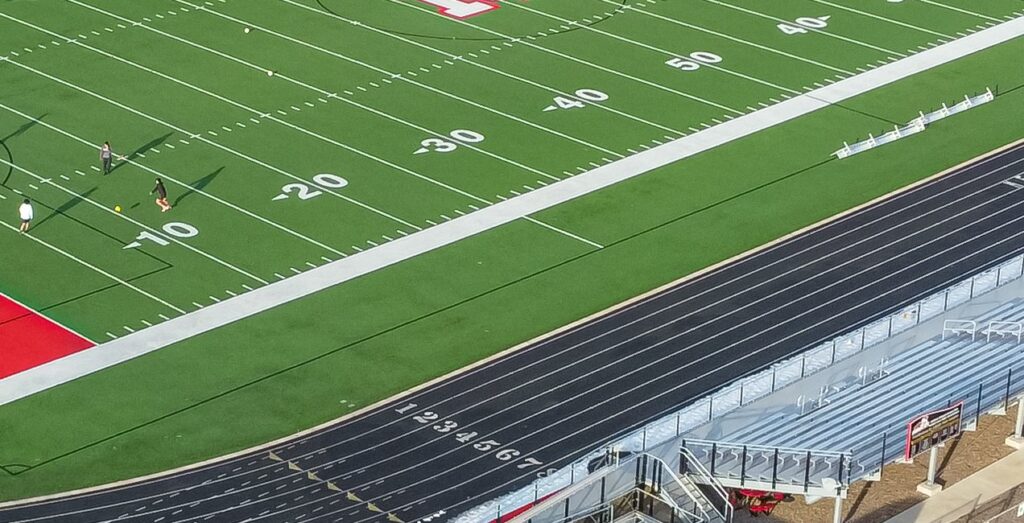 Football stadium turf with yard numbers