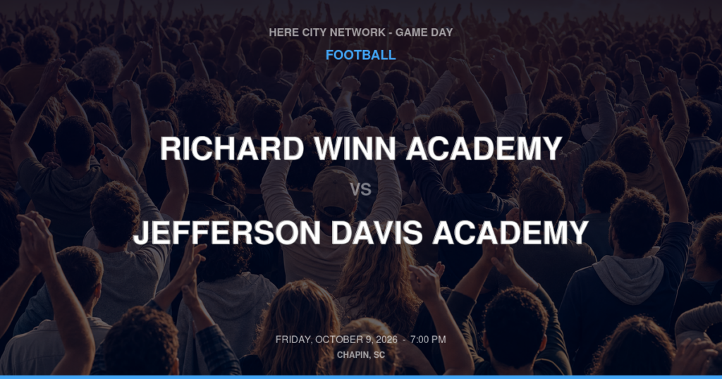 Richard Winn Academy vs. Jefferson Davis Academy — Football Game Day — Chapin, SC — Oct 9, 2026